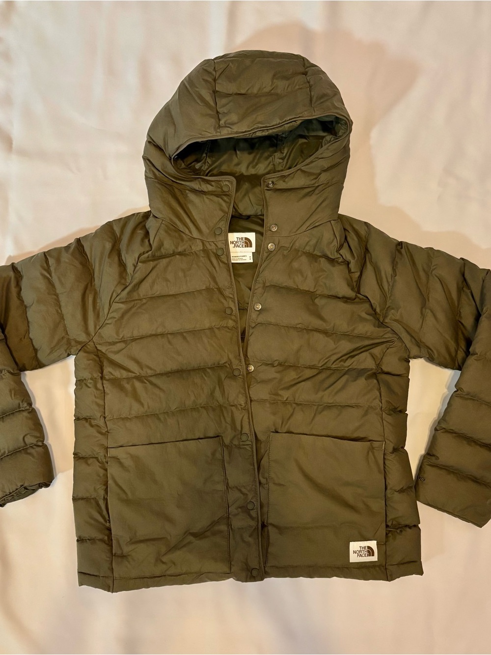 The North Face Olive Green Womens Hooded Puffer Jacket